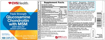 Photo of the CVS Health Triple Strength Glucosamine Chondroitin With MSM label