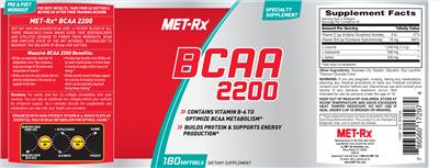 Photo of the MET-Rx BCAA 2200 label