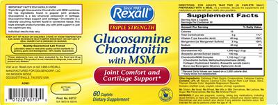 Photo of the Rexall Triple Strength Glucosamine Chondroitin With MSM label