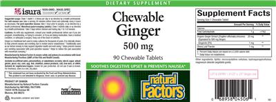 Photo of the Natural Factors Chewable Ginger label