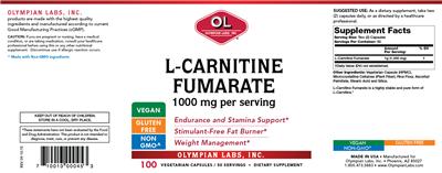 Photo of the OL Olympian Labs L-Carnitine Fumarate 1000 mg label