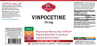 Photo of the OL Olympian Labs Vinpocetine 10 mg label