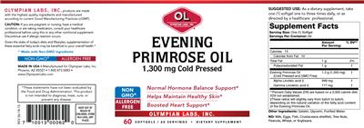 Photo of the OL Olympian Labs Evening Primrose Oil 1,300 mg label