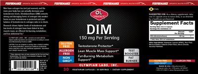 Photo of the OL Olympian Labs DIM 150 mg label