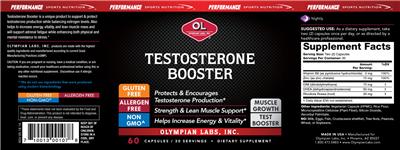 Photo of the OL Olympian Labs Testosterone Booster label