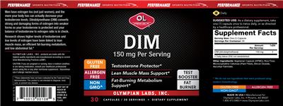 Photo of the OL Olympian Labs DIM 150 mg label