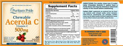 Chewable Acerola C 500 mg Sweet & Tangy Berry Flavor