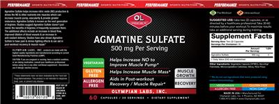Photo of the OL Olympian Labs Agmatine Sulfate 500 mg label