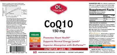 Photo of the OL Olympian Labs CoQ10 150 mg label