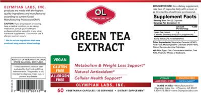 Photo of the OL Olympian Labs Green Tea Extract label