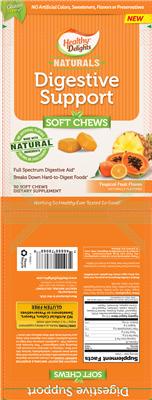 Photo of the Healthy Delights Naturals Digestive Support Soft Chews Tropical Fruit Flavor label