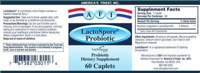Label of LactoSpore Probiotic