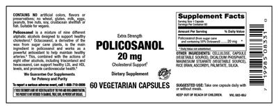 Photo of the Vitamer Laboratories Extra Strength Policosanol 20 mg label