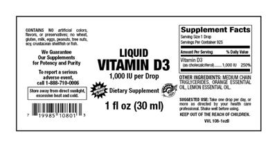 Photo of the Vitamer Laboratories Liquid Vitamin D3 1,000 IU label