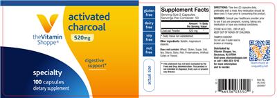 Photo of the The Vitamin Shoppe Activated Charcoal 520 mg label