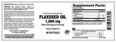 Photo of the Vitamer Laboratories Flaxseed Oil 1,000 mg label