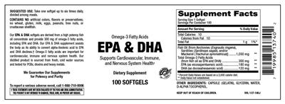 Photo of the Vitamer Laboratories EPA & DHA label