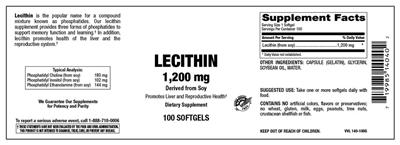 Photo of the Vitamer Laboratories Lecithin 1,200 mg label