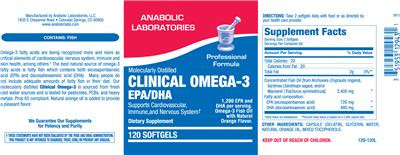 Photo of the Anabolic Laboratories Clinical Omega-3 EPA/DHA With Natural Orange Flavor label