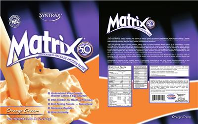 Photo of the Syntrax Matrix 5.0 Orange Cream label