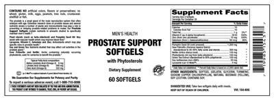 Photo of the Vitamer Laboratories Prostate Support Softgels label