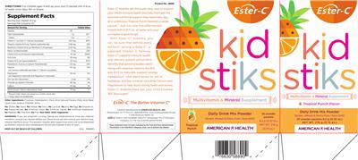 Photo of the American Health Ester-C KId Stiks Tropical Punch label