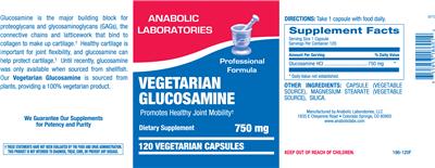 Photo of the Anabolic Laboratories Vegetarian Glucosamine 750 mg label