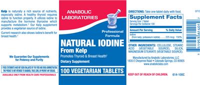 Photo of the Anabolic Laboratories Natural Iodine From Kelp label