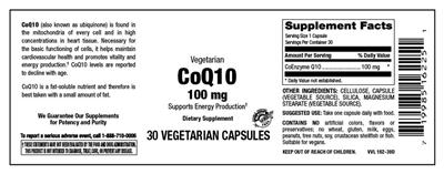 Photo of the Vitamer Laboratories CoQ10 100 mg label