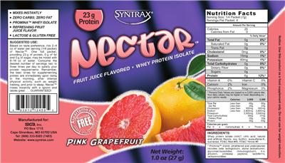 Photo of the Syntrax Nectar Pink Grapefruit label