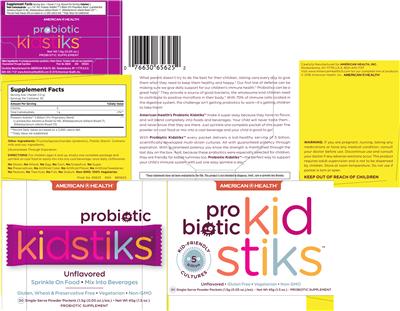 Photo of the American Health Probiotic Kidstiks Unflavored label
