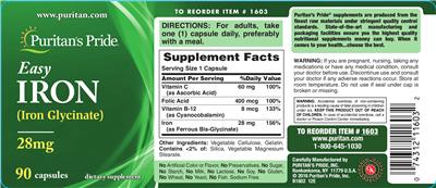Easy Iron (Iron Glycinate) 28 mg