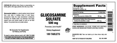 Photo of the Vitamer Laboratories Glucosamine Sulfate 500 mg label