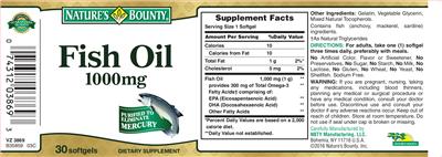 Photo of the Nature's Bounty Fish Oil 1000 mg label