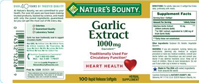 Photo of the Nature's Bounty Garlic Extract 1000 mg label