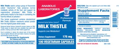 Photo of the Anabolic Laboratories Milk Thistle 175 mg label