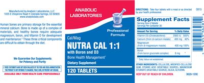 Photo of the Anabolic Laboratories Nutra Cal 1:1 label