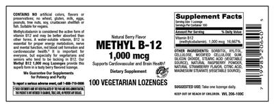 Photo of the Vitamer Laboratories Natural Berry Flavor Methyl B-12 1,000 mcg label
