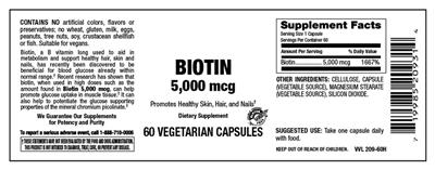 Photo of the Vitamer Laboratories Biotin 500 mcg label
