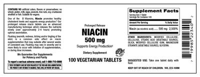 Photo of the Vitamer Laboratories Niacin 500 mg label
