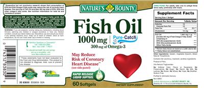 Photo of the Nature's Bounty Fish Oil 1000 mg label