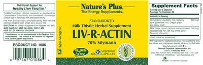 Photo of the Nature's Plus Liv-R-Actin label