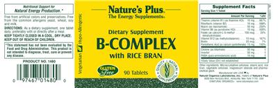 Photo of the Nature's Plus B-Complex With Rice Bran label