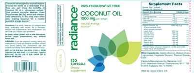 Photo of the Radiance Coconut Oil label