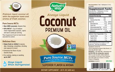 Photo of the Nature's Way Coconut Premium Oil label