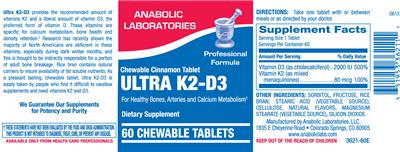 Photo of the Anabolic Laboratories Ultra K2-D3 label