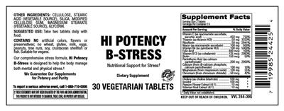 Photo of the Vitamer Laboratories Hi Potency B-Stress label