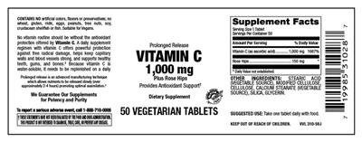 Photo of the Vitamer Laboratories Vitamin C 1,000 mg Plus Rose Hips label