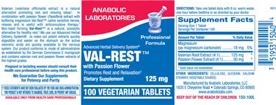Photo of the Anabolic Laboratories Val-Rest 125 mg label