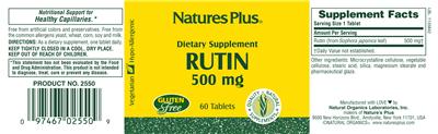 Photo of the Natures Plus Rutin 500 mg label